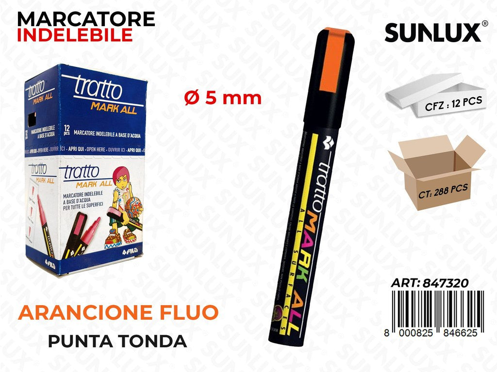 Tratto Mark All Arancione Fluo P.tonda 5MM