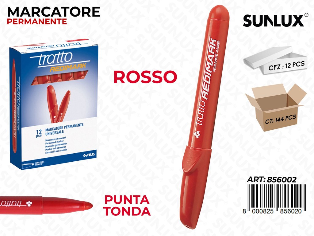 Marcatore Tratto Redimark P. Tonda Rosso