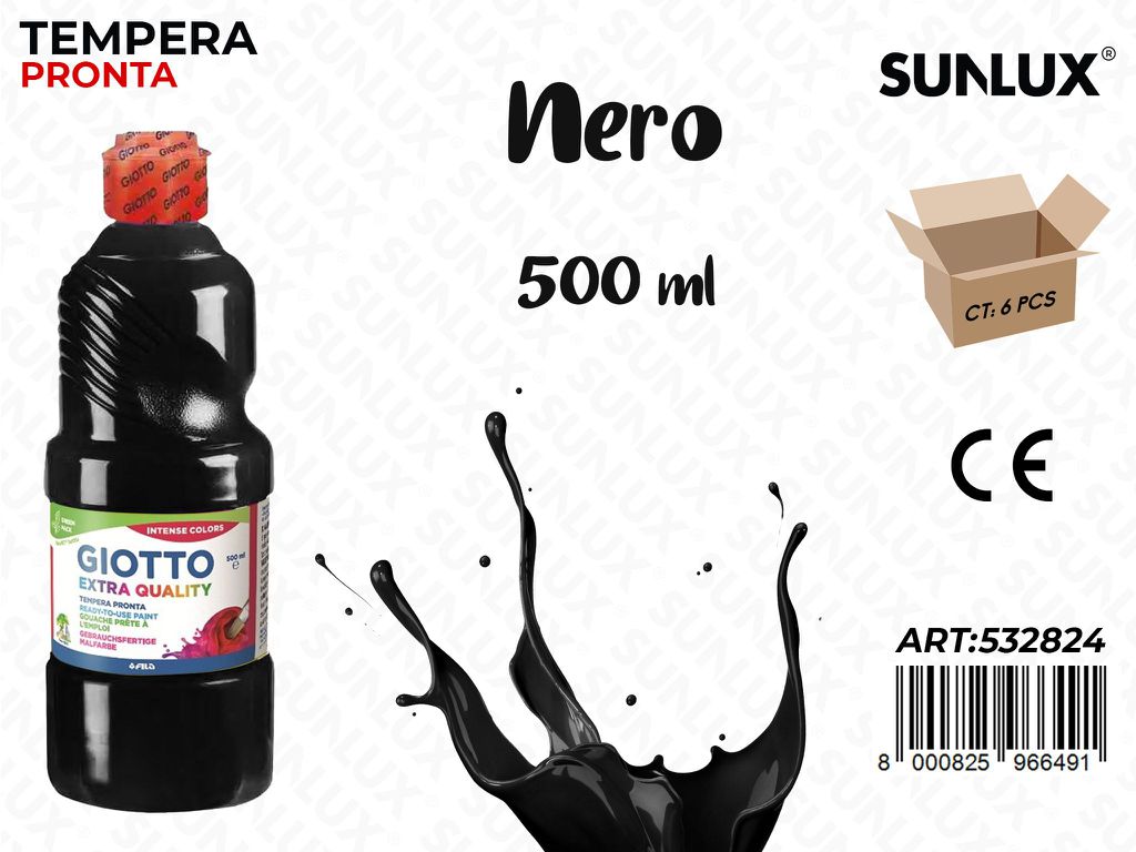Fl 500ML Giotto Paint Nero/ Pz da 6