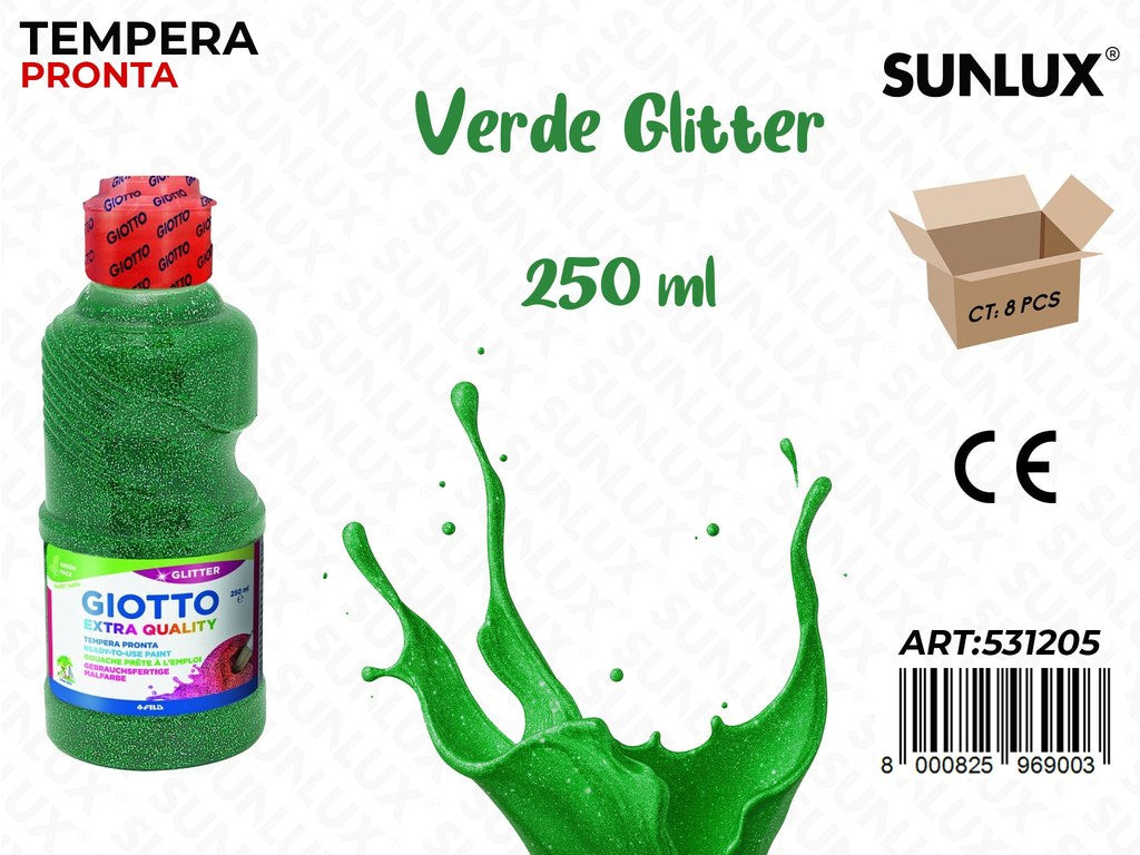 Fl 250ML Giotto Glitter Verde/ Pz da 8