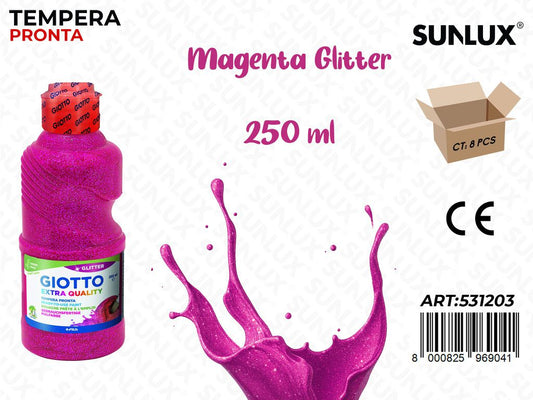 Fl 250ML Giotto Glitter Paint Magenta/ Pz da 8