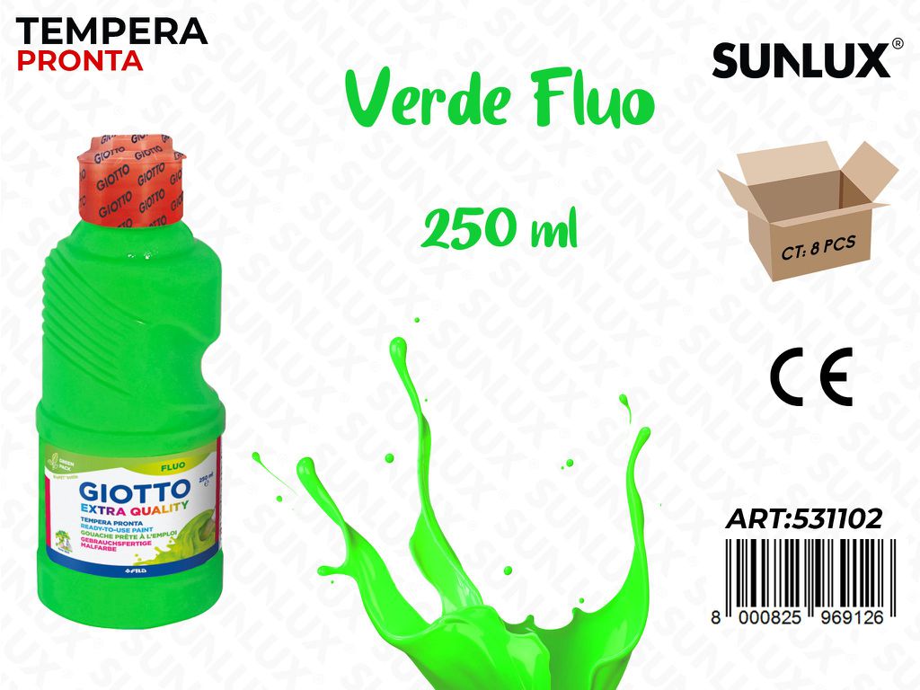 Fl 250ML Giotto Fluo Verde/ Pz da 8
