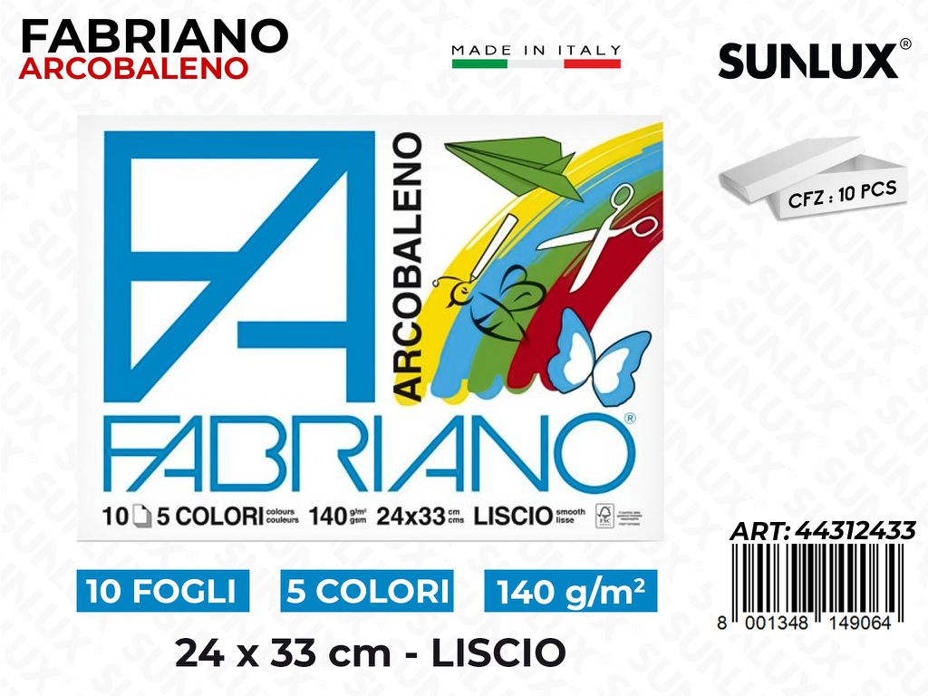 Fabriano Arcobaleno Liscio 10FF 24*33CM 140GR