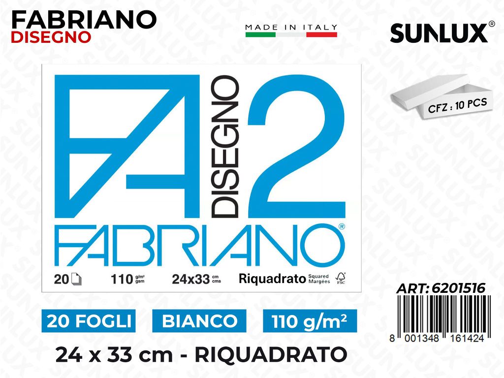 Fabriano Bianco Riquadr. 20FF 24*33CM 110GR