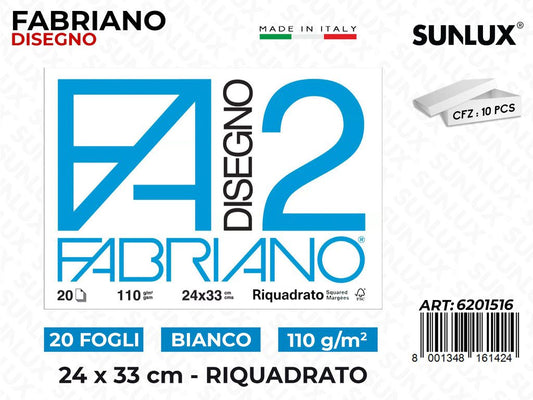 Fabriano Bianco Riquadr. 20FF 24*33CM 110GR