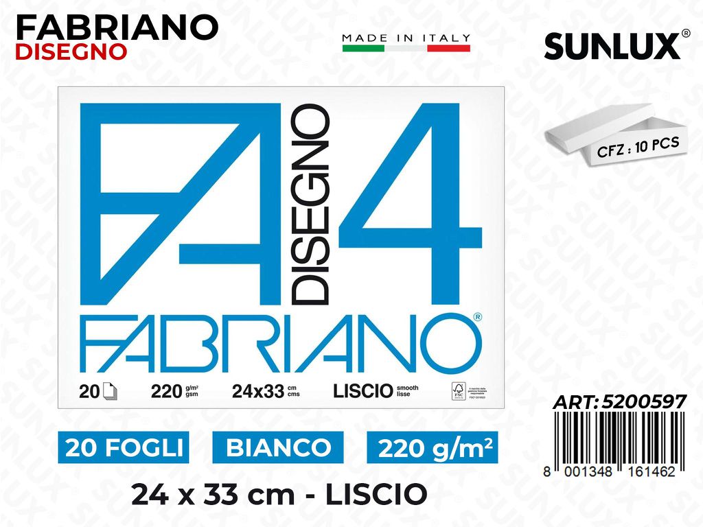 Fabriano Bianco Liscio 20FF 24*33CM 220GR
