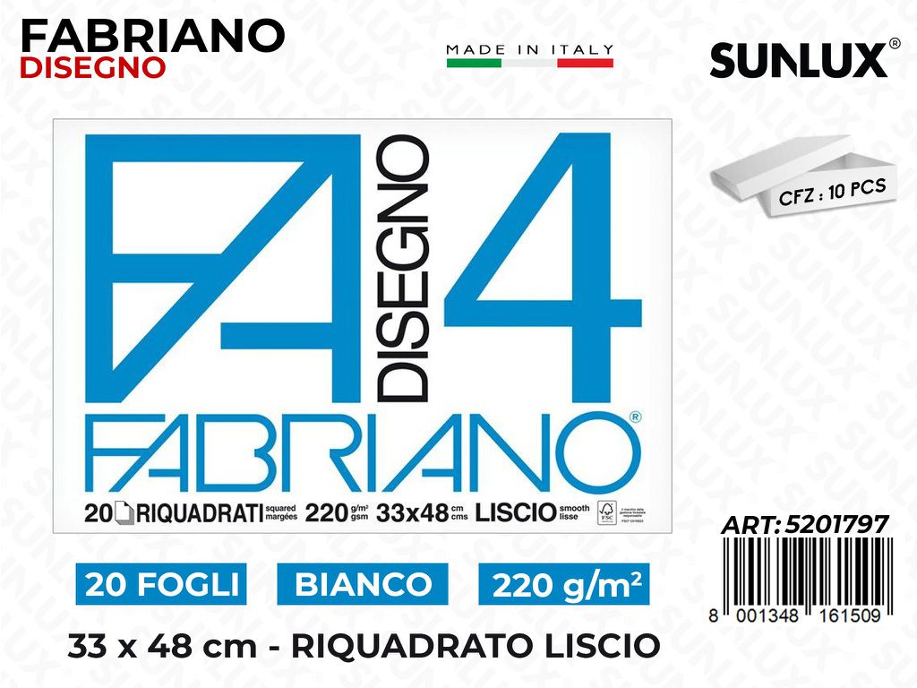 Fabriano Bianco Riquadr. 20FF 33*48CM 220GR