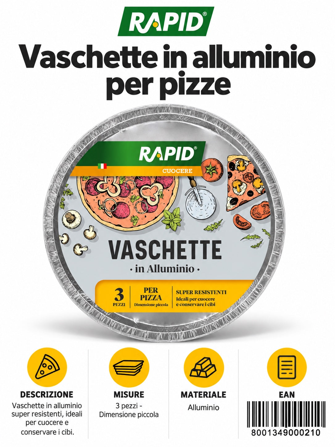 Contenitore C.36 Pizza Piccola 25Xh2Cm Conf.3Pz
