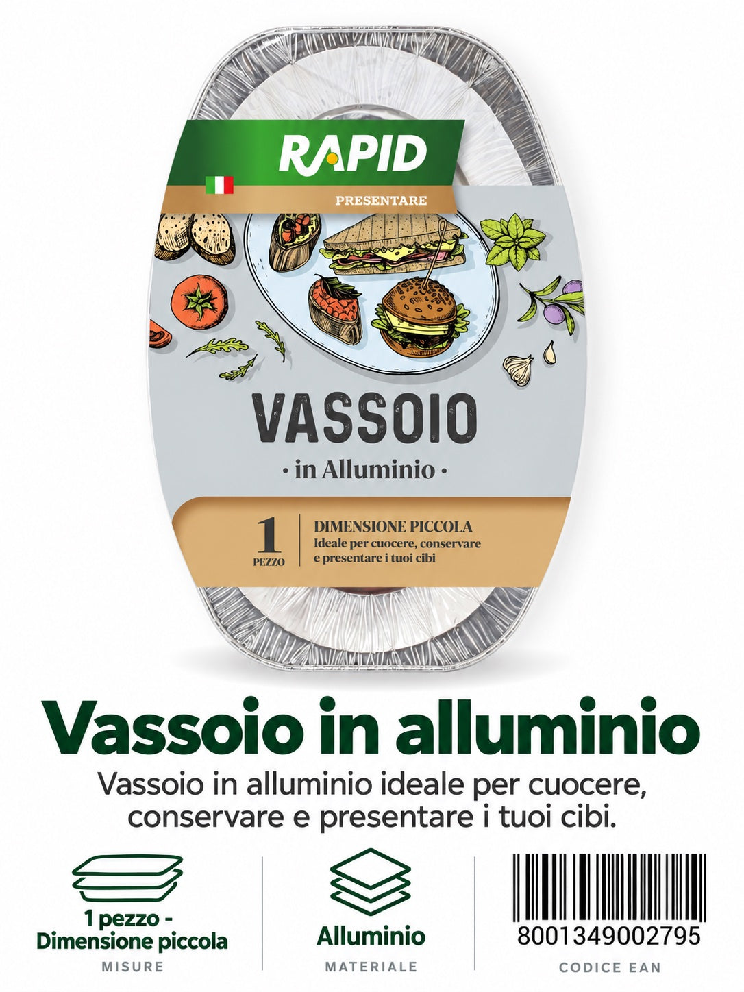 Vassoio Portata Piccolo 24X35Xh2Cm Conf.1Pz