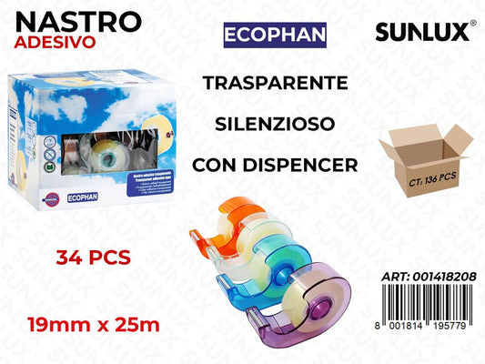 Esp. Nastro Adv Trasp. c/ Dispencer 19MM*25MT