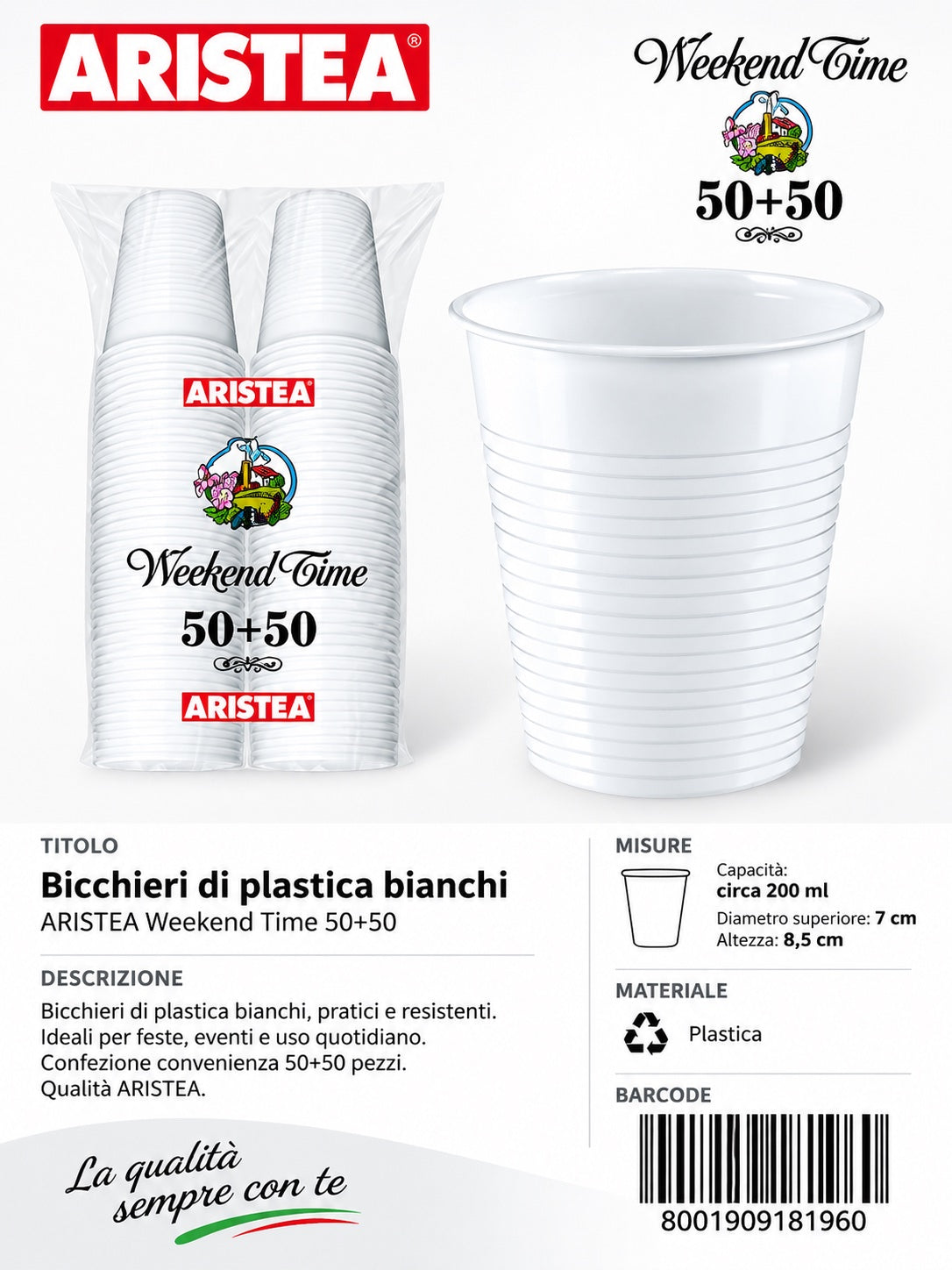Prezzo Nettobicchieri 100Pz Bianco 200Cc 30Cf 218196