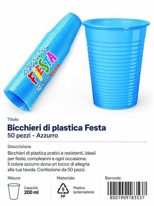 Prezzo Netto18353 Bicchieri 50 Azzurro 200Cc 30Cf 218353