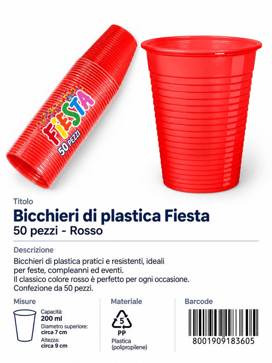 Prezzo Netto18360 Bicchieri 50 Rosso 200Cc 30Cf