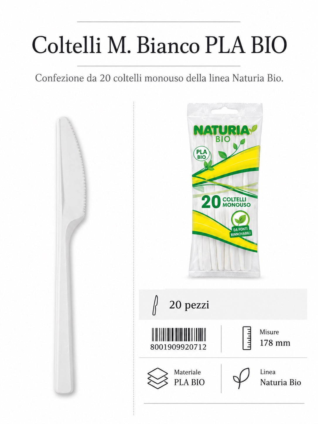 Prezzo Nettocoltelli 20 Bianco Plast. Nat-Bio Cf28 792171