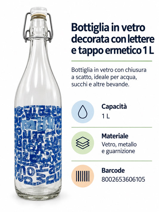 Bottiglia Crypto Milk Blu 1Lt
