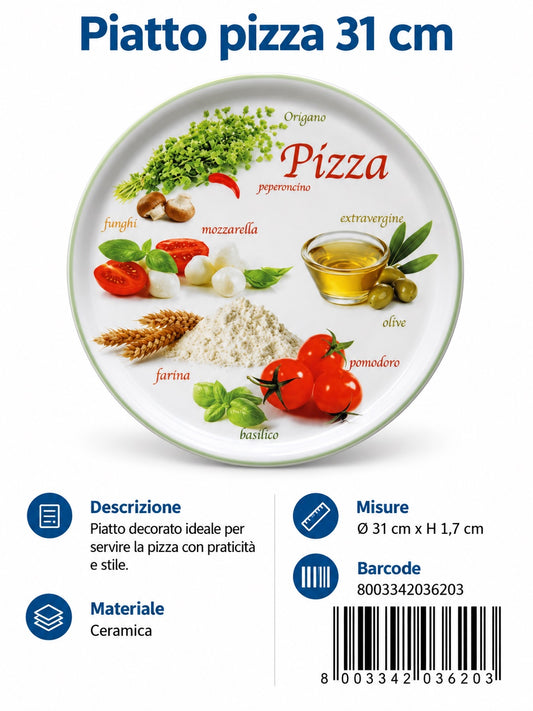 Piatto Saturnia Napoli Pizza 31Cm Pizzafoods Verde