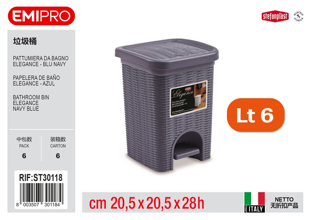 Pattumiera Da Bagno Elegance Blu Navy 6 lt