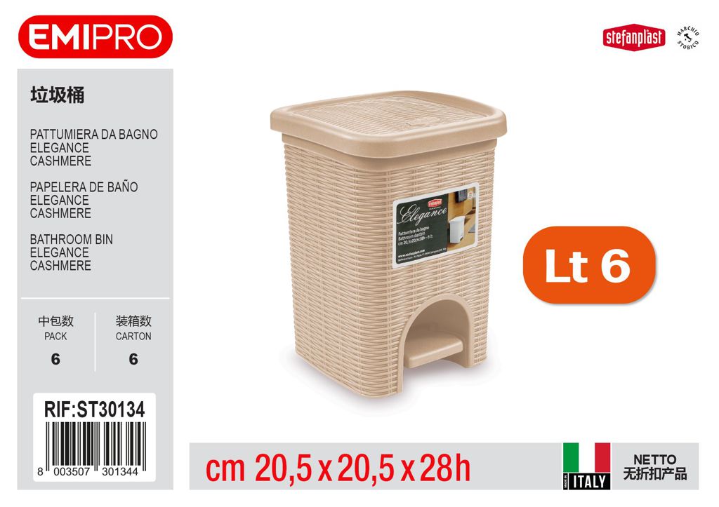 Pattumiera Da Bagno Elegance Cashmere 6 lt