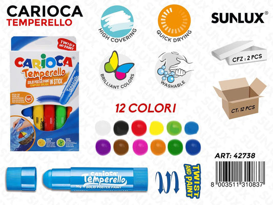 Carioca Temperello in Stick Col. Ass. 12PCS