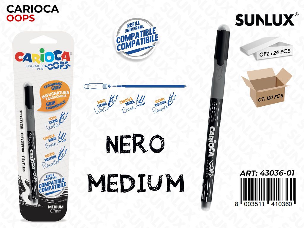 Carioca Oops Cancellabile 0.7MM Nero