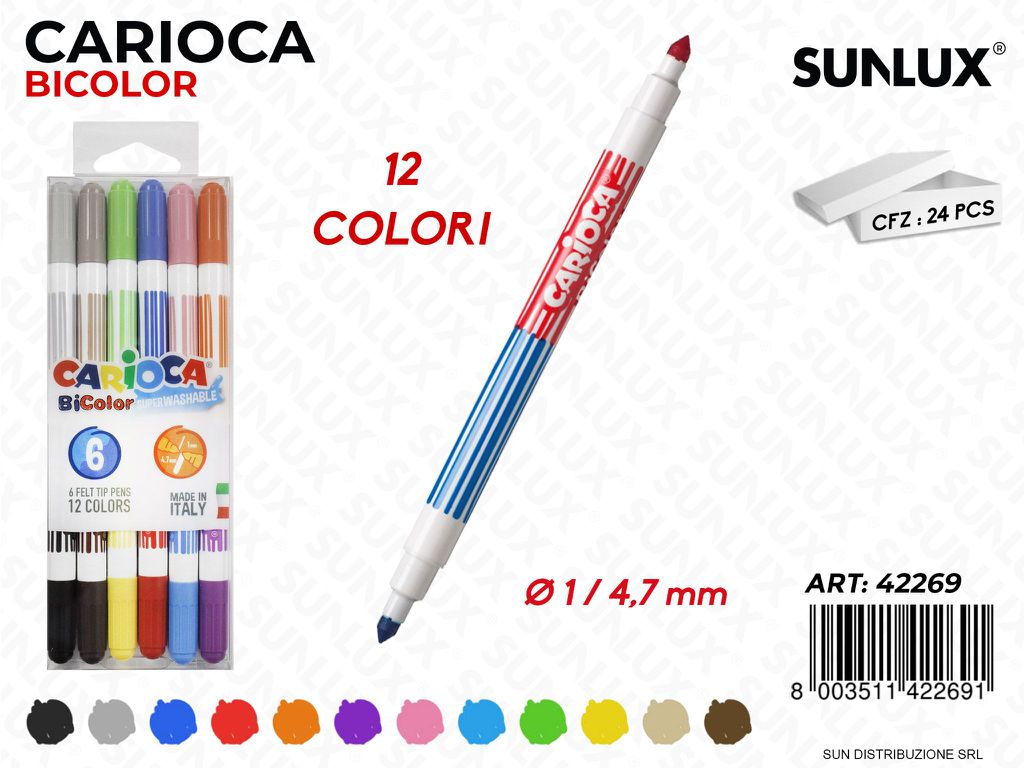 Carioca Bi - Color 6 Pcs /Pz 24BL