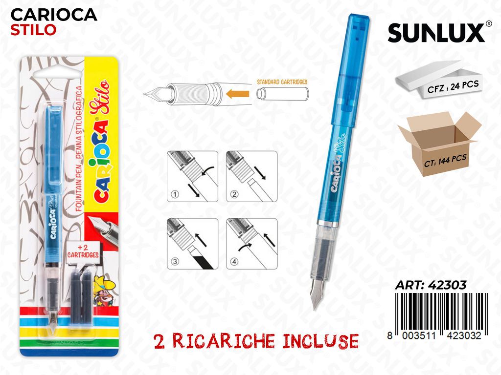 Penna Stilografica c/12 Cartucce