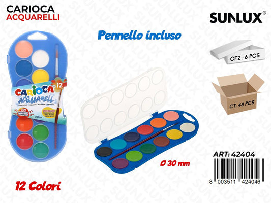 Carioca Acquerelli c/Pennello 12COL.