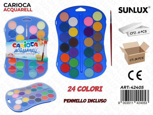 Carioca Valig. Acquarelli 24COL. c/ Pennello