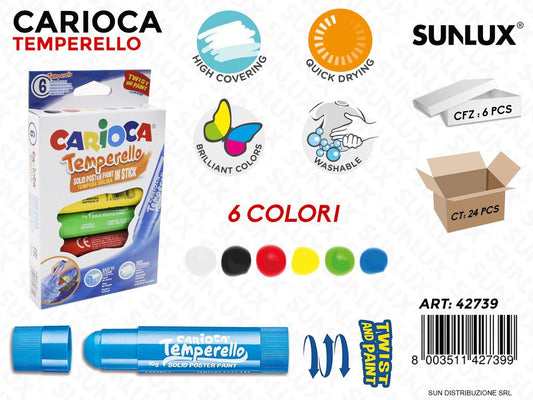 Carioca Temperello in Stick Col. Ass. 6PCS