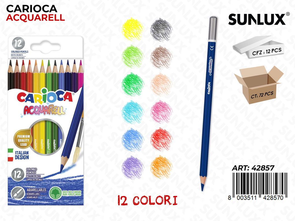 Carioca Acquerelli Pencil 12COLPZ da 12BL