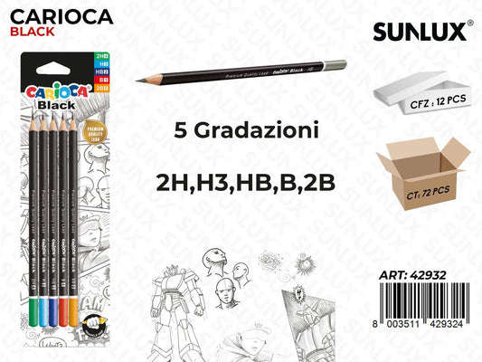 Carioca Black Lead 5 Pcs Ass.