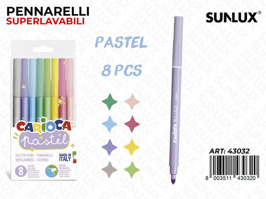 Carioca Pennarelli Lavabili Pastel Sca. 8COL.