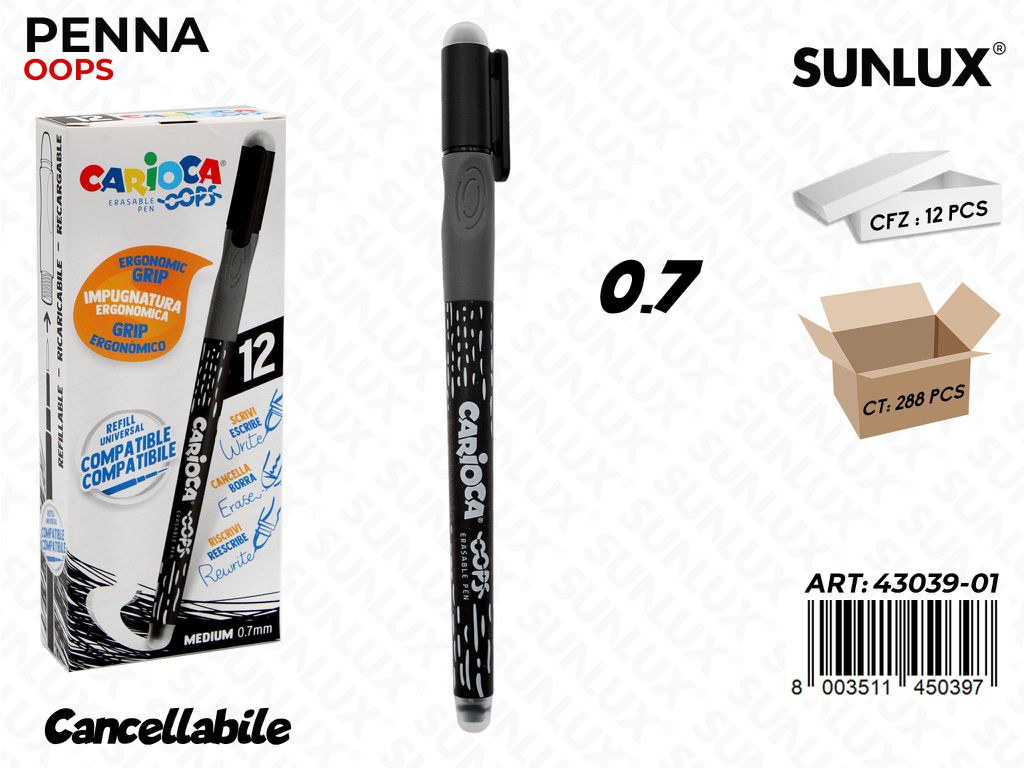 Carioca Oops Cancell. Nero 0.7MM