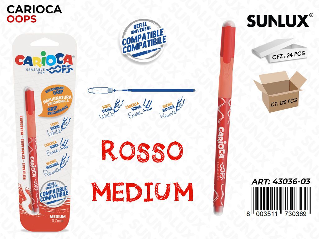 Carioca Oops Cancellabile 0.7MM Rosso