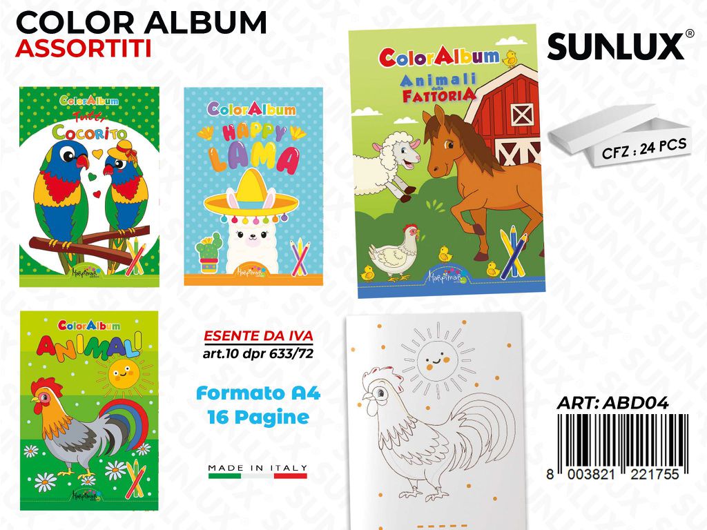 *ALBUM DA COLORARE ASS. 16PAG F.TO A4 /PZ DA 24**