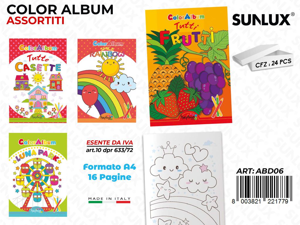 *ALBUM DA COLORARE ASS. 16PAG F.TO A4 /PZ DA 24**