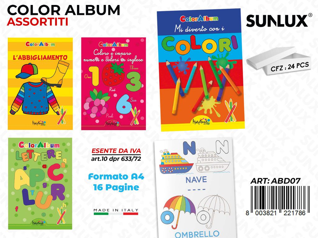 *ALBUM DA COLORARE ASS. 16PAG F.TO A4 /PZ DA 24**