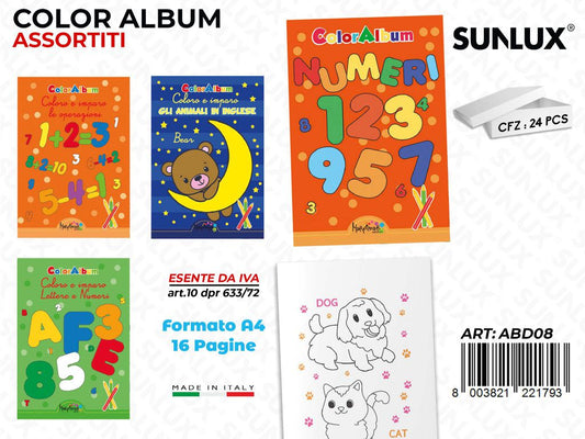 *ALBUM DA COLORARE ASS. 16PAG F.TO A4 /PZ DA 24**