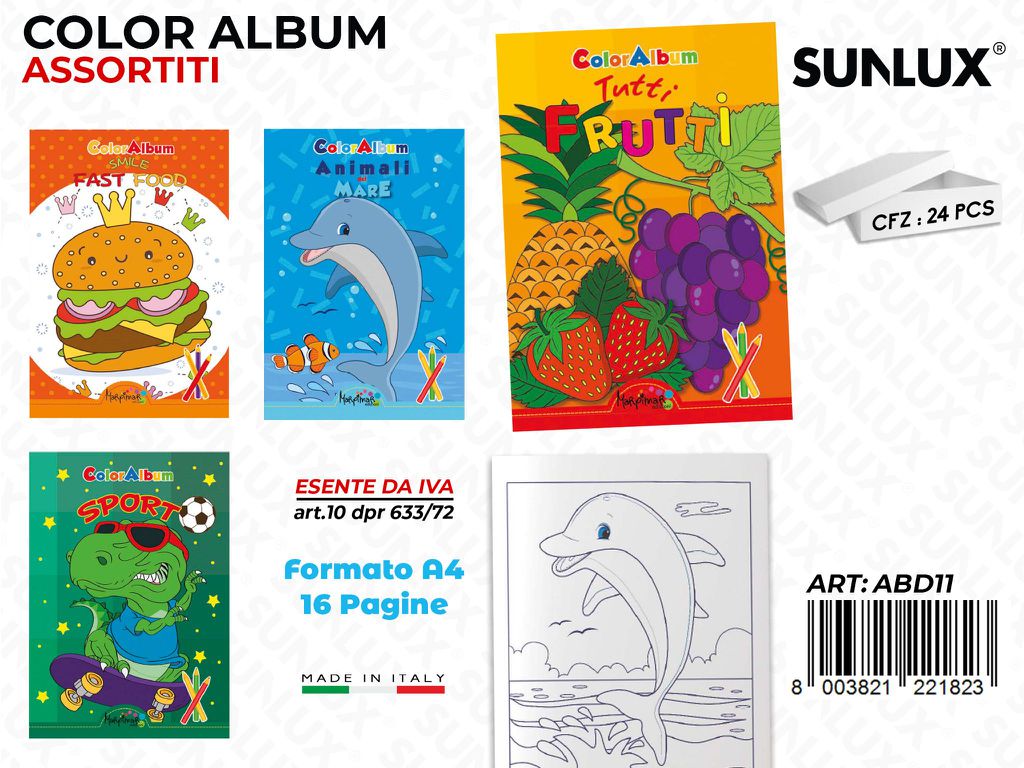 *ALBUM DA COLORARE ASS. 16PAG F.TO A4 /PZ DA 24**