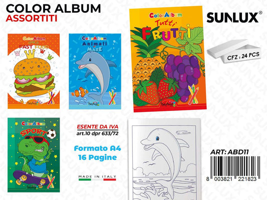 *ALBUM DA COLORARE ASS. 16PAG F.TO A4 /PZ DA 24**