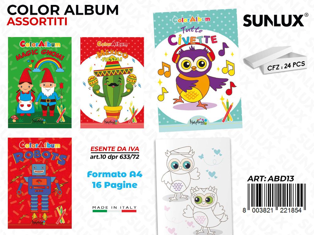 *ALBUM DA COLORARE ASS. 16PAG F.TO A4 /PZ DA 24**
