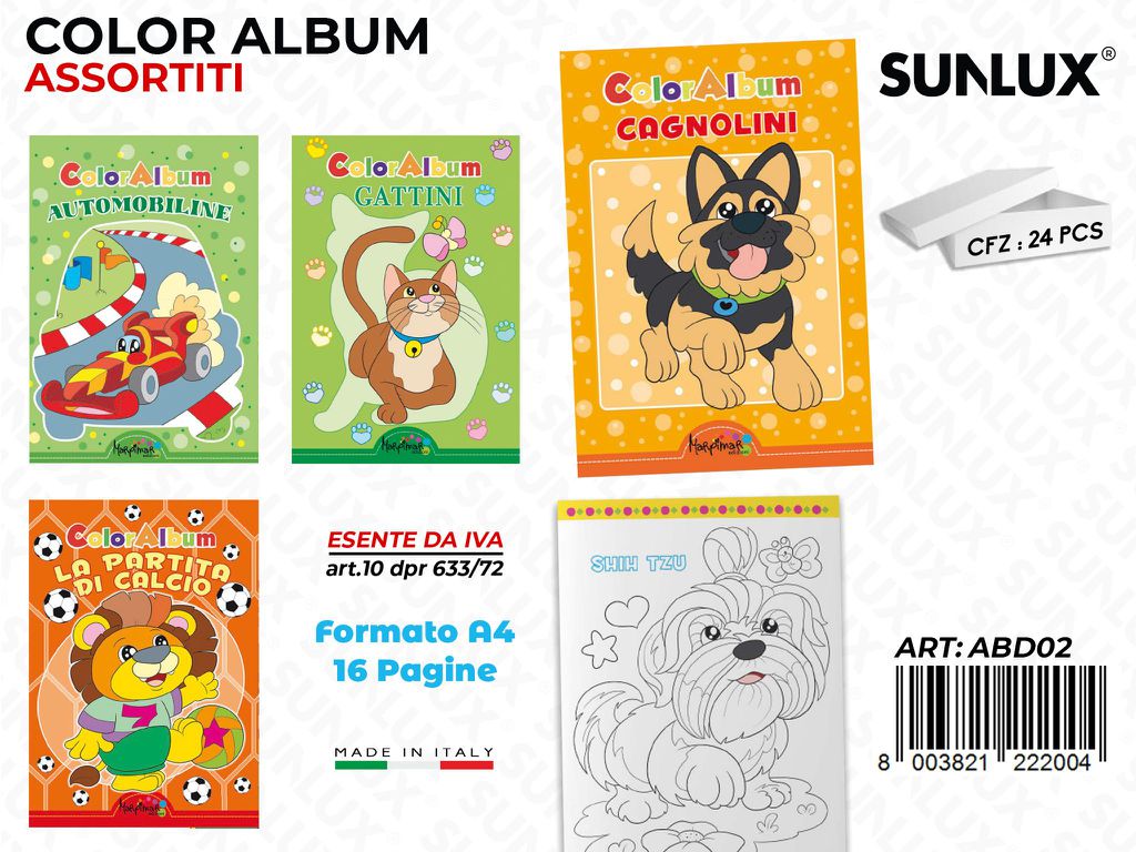 *ALBUM DA COLORARE ASS. 16PAG F.TO A4 /PZ DA 24**