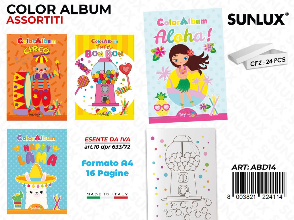 *ALBUM DA COLORARE ASS. 16PAG F.TO A4 /PZ DA 24**