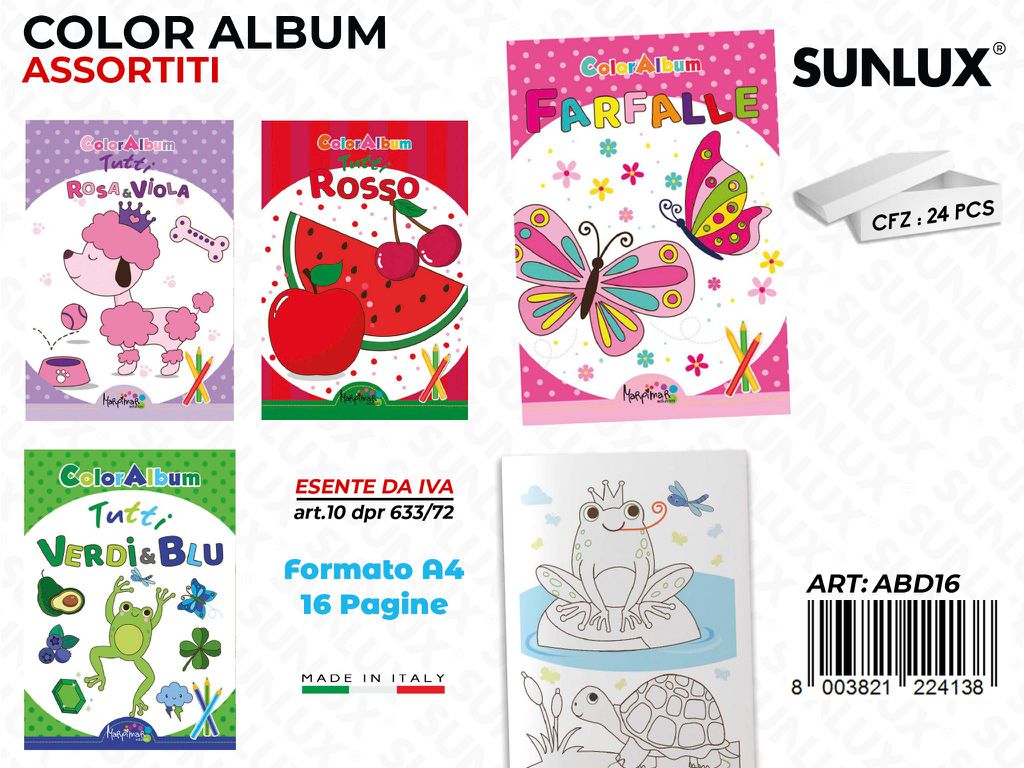 *ALBUM DA COLORARE ASS. 16PAG F.TO A4 /PZ DA 24**