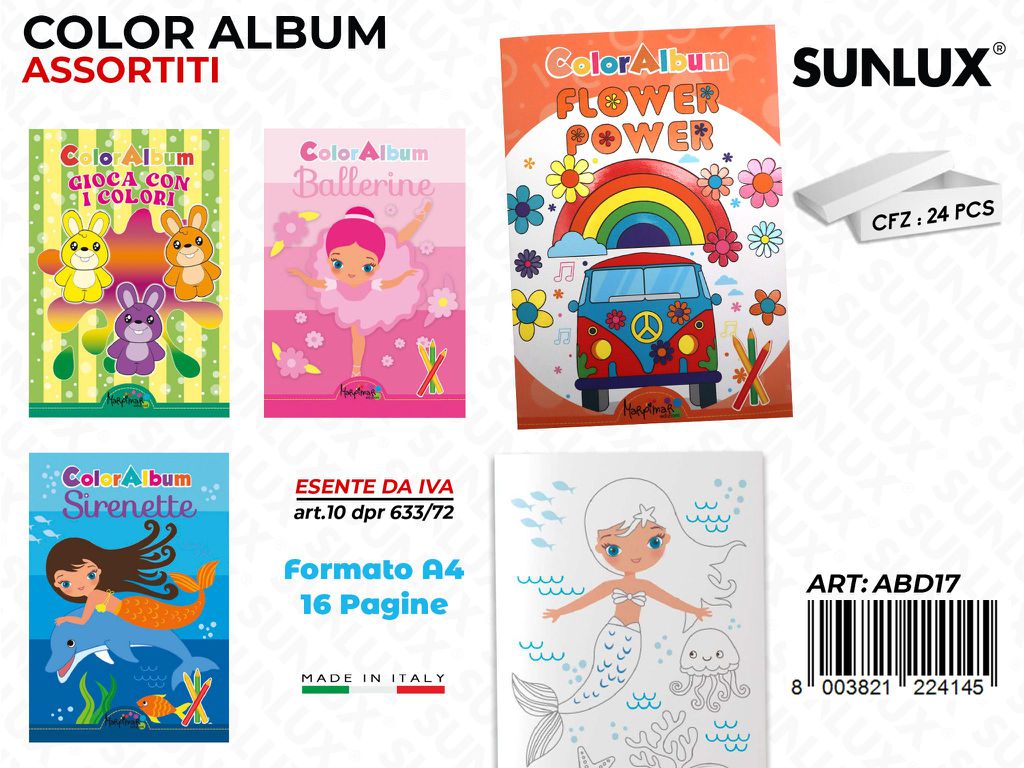 *ALBUM DA COLORARE ASS. 16PAG F.TO A4 /PZ DA 24**