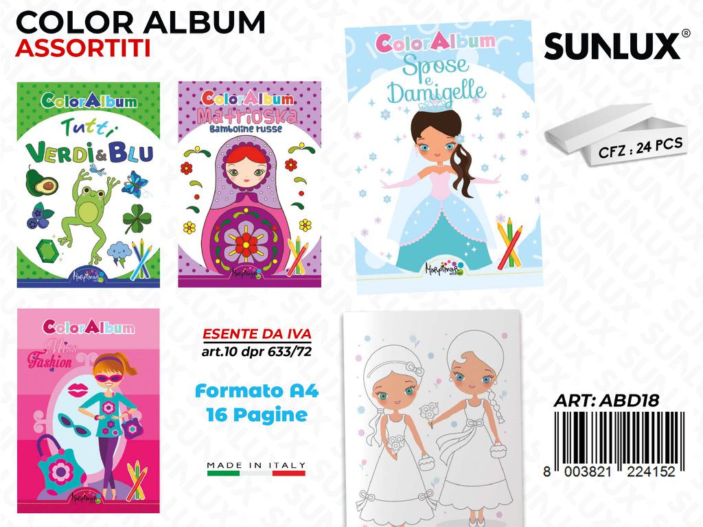 *ALBUM DA COLORARE ASS. 16PAG F.TO A4 /PZ DA 24**