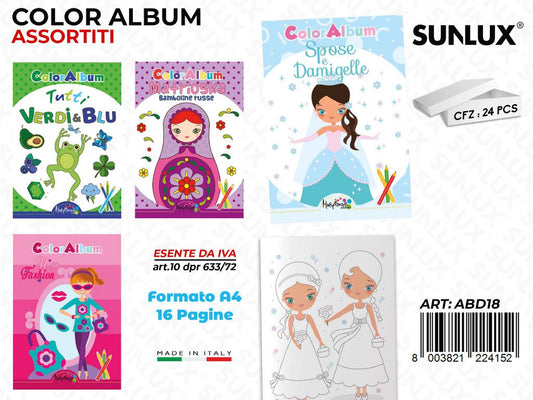 *ALBUM DA COLORARE ASS. 16PAG F.TO A4 /PZ DA 24**
