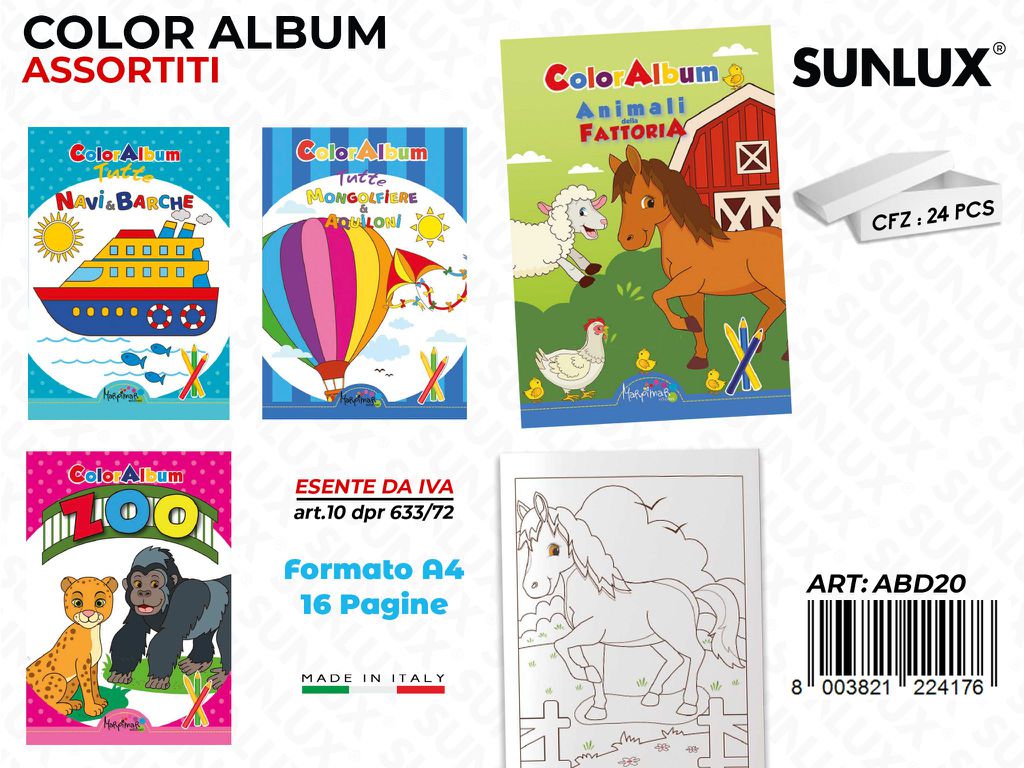 *ALBUM DA COLORARE ASS. 16PAG F.TO A4 /PZ DA 24**