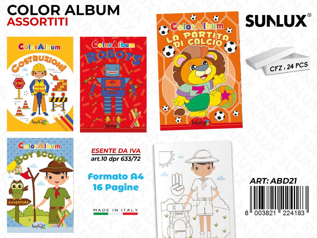 *ALBUM DA COLORARE ASS. 16PAG F.TO A4 /PZ DA 24**