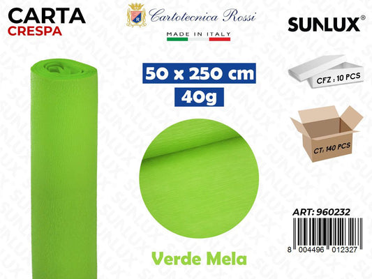 Carta Crespata 0232 40G 50*250CM Verde Mela